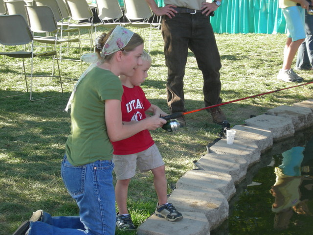 Samwise got a fish on his first cast.